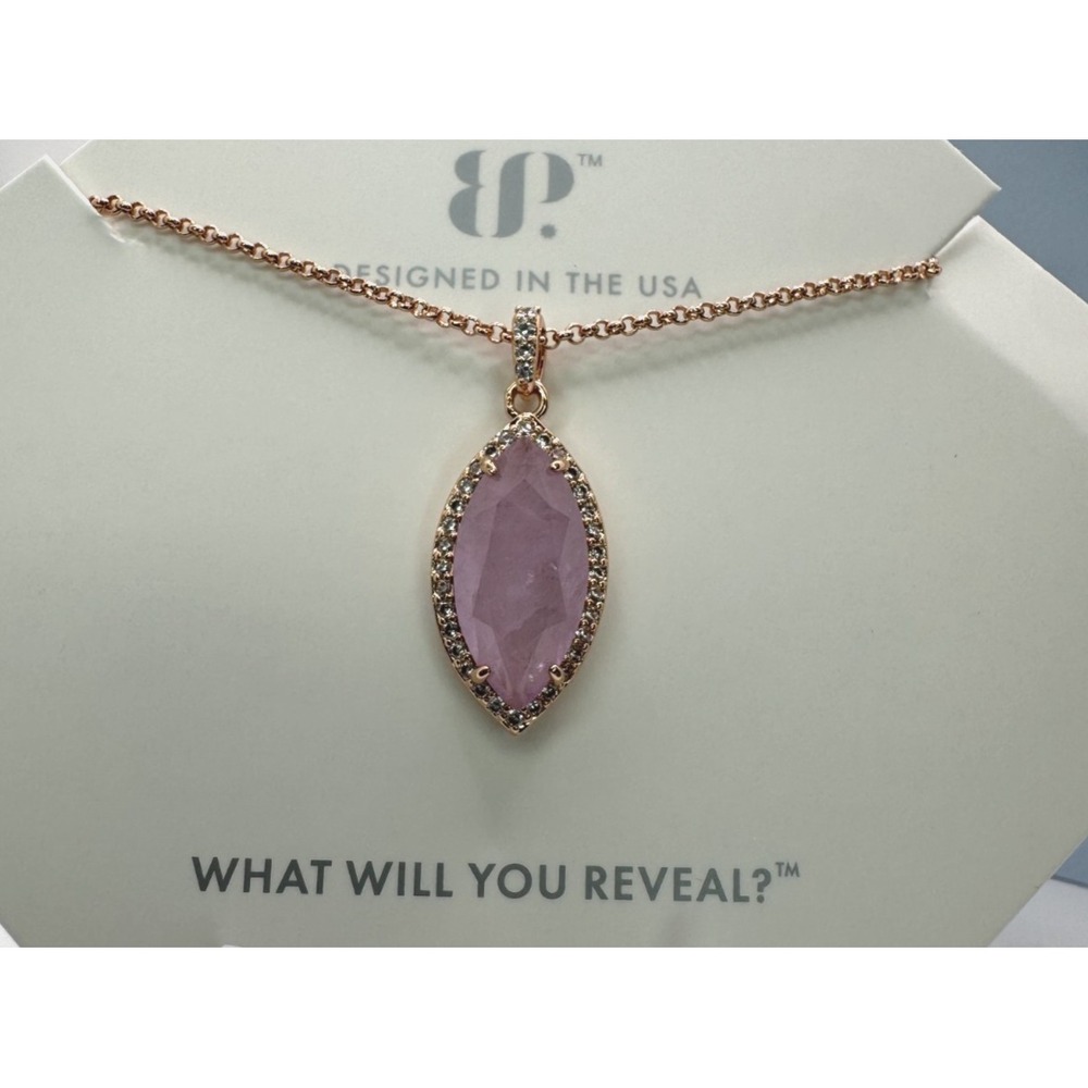Bomb Party The Football Necklace NK75721 Purple Kunzite Rose Gold Plated